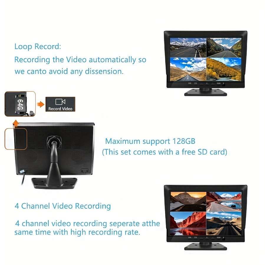 Quad Channel Inch Display Suitable For Rvs Tractors Buses Cement Trucks