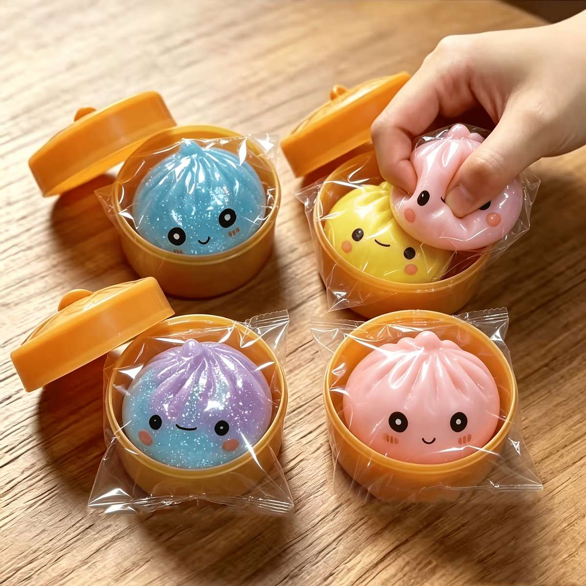 Squeezable Toys Flavors 4Pcs Set Butter Stick Square Cheese Triangle Cheese Steamed Bun