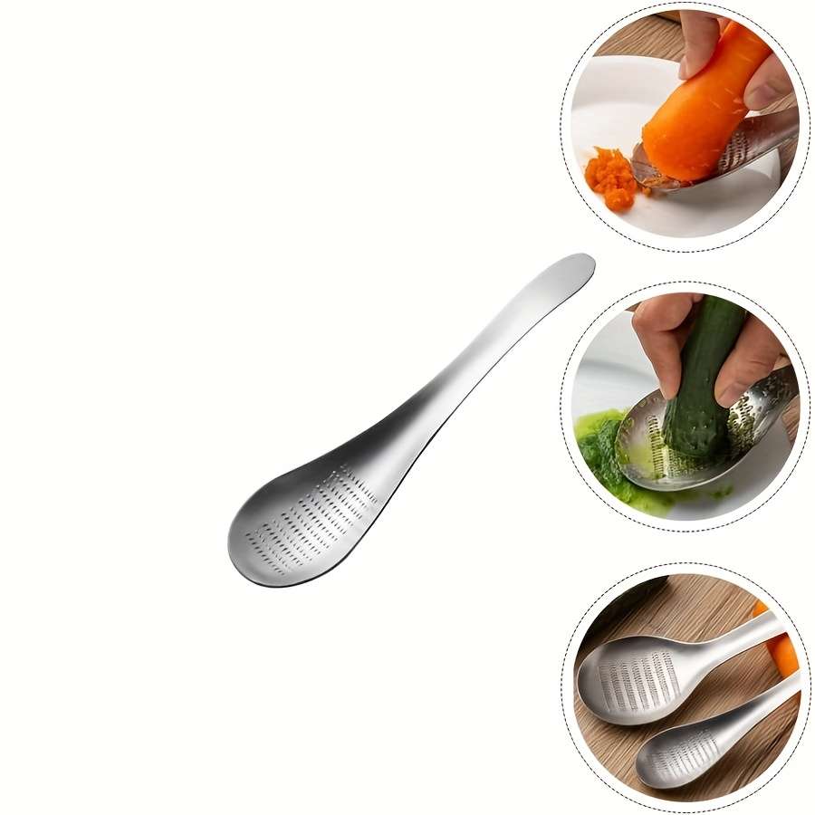 1pc Kitchen Tool Set Stainless Steel Spoon Design Ginger Garlic Wasabi Mustard Grater Multi-P
