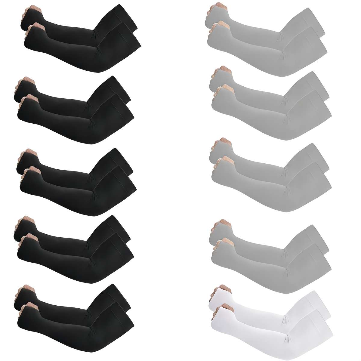 Sunscreen Sleeves Color 10 Pairs 5 Black 5 White