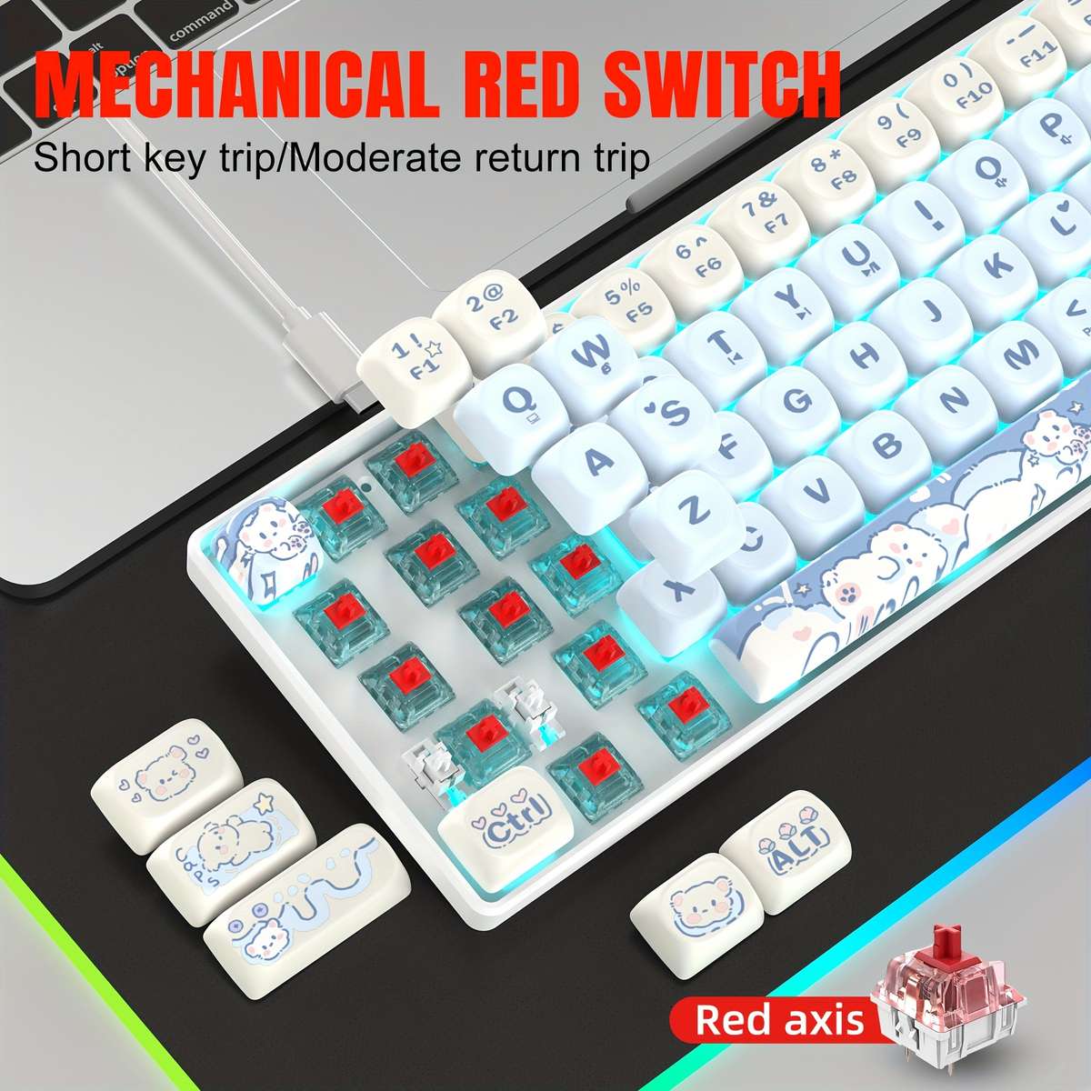 keyboard color Ice Blue Quiet Red Switch