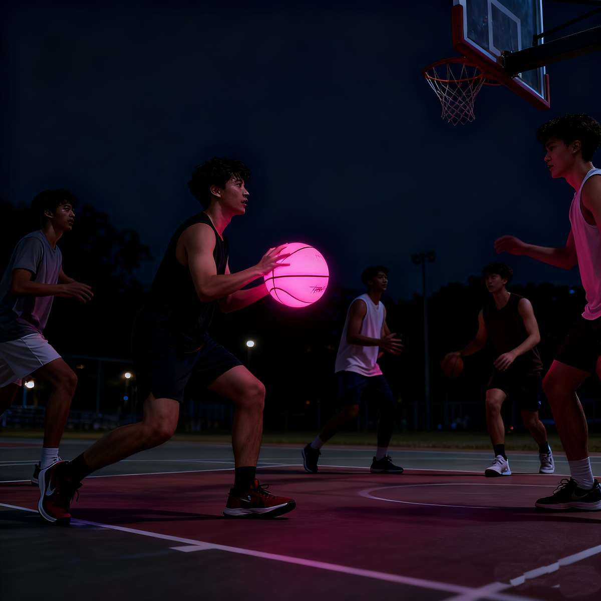 Basketball Color White Ball Green Luminous Modelno 5