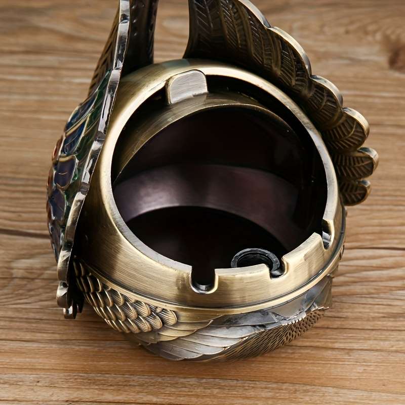 Swan 3d Metal Ashtray With Lid Vintage Elegant Swan Shaped Smoke Ash Model