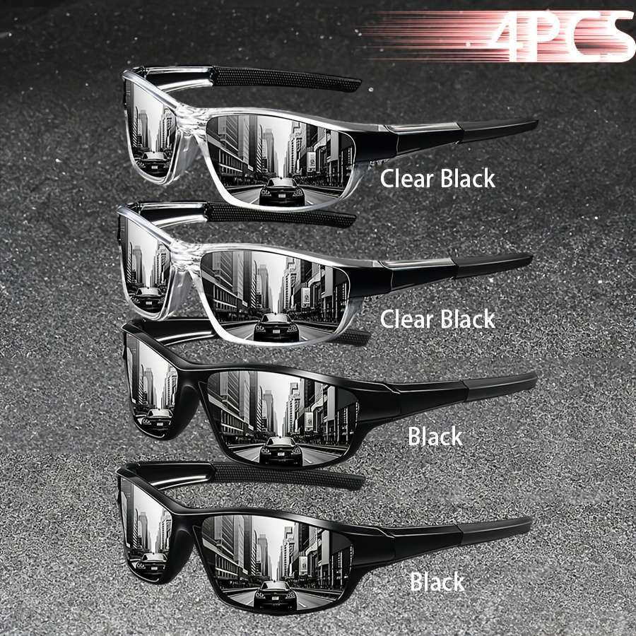 Cycling Glasses Color 4Pcs Clear Black*2  Black*2