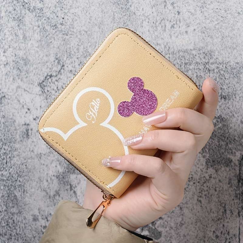 Women'S Casual Synthetic Leather Wallet With Zipper Closure Continental Style Multiple Ca
