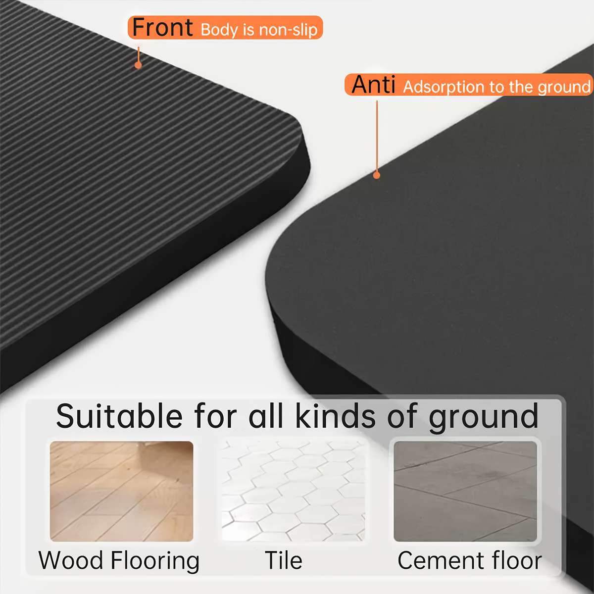 Yoga Mat Black Model Thickness 1CmStrap