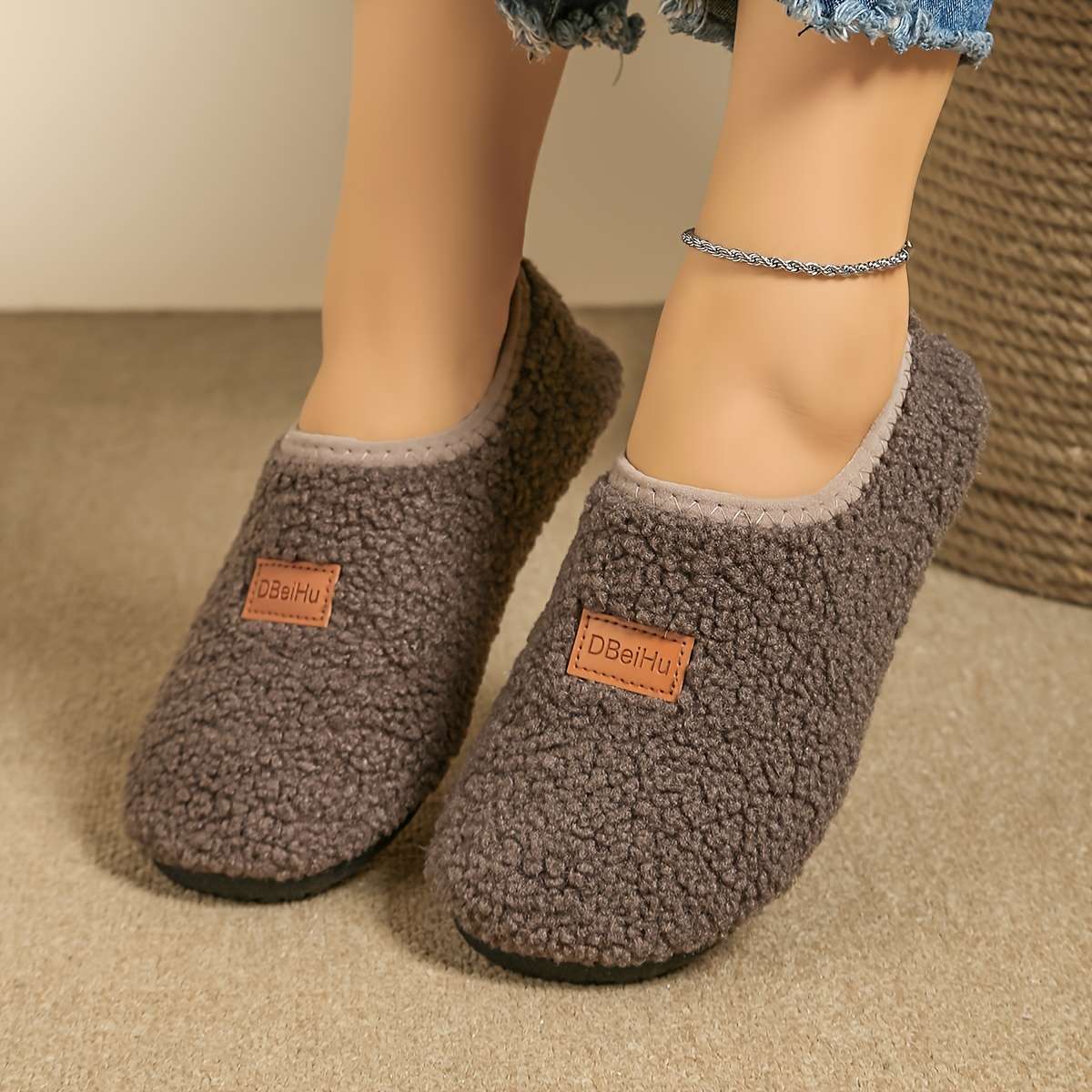 Cotton Slippers Color Round Mouthtender Red Sizeuk 6.5-7