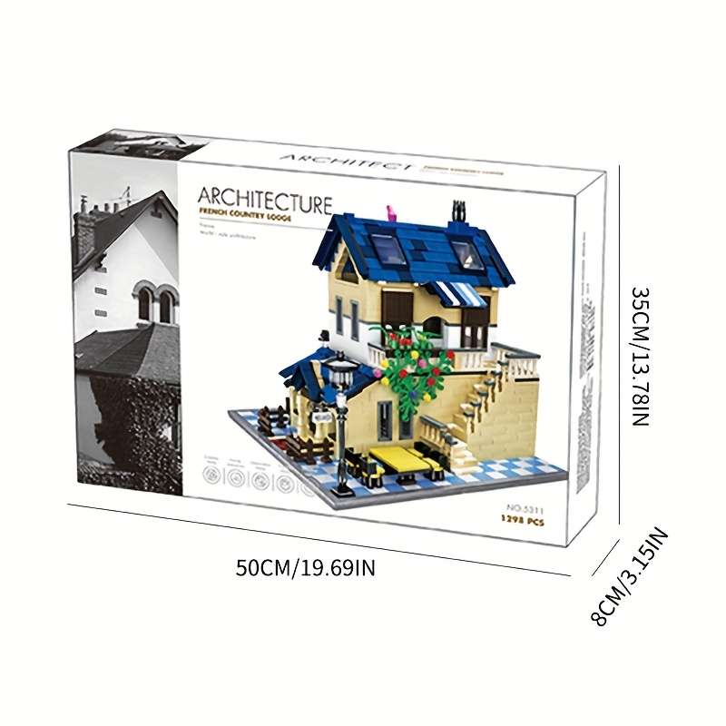 3D Building Model Puzzle Set Style 1298Pcs Country Villa