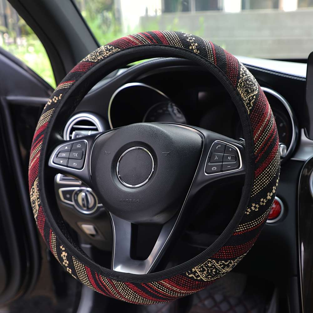Car Steering Wheel Cover Red And Yellow Strips