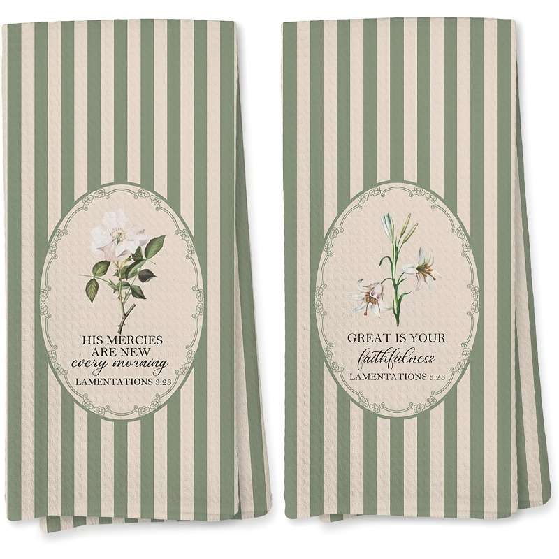 Rag Color 2 Pack Green Striped Floral Bible