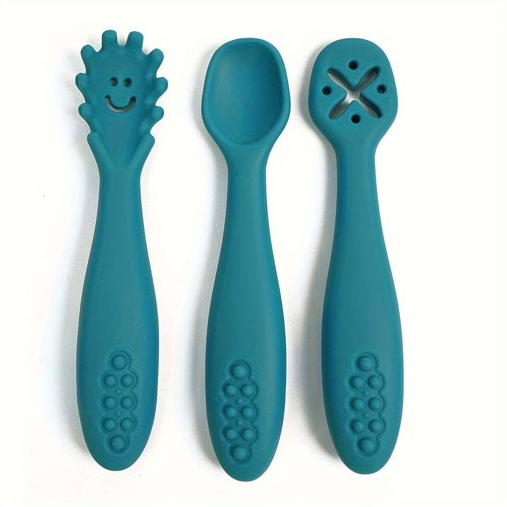 3pcs set Silicone Feeding Spoons for Youngsters Silicone Spoons for Easy Grasping Licking S