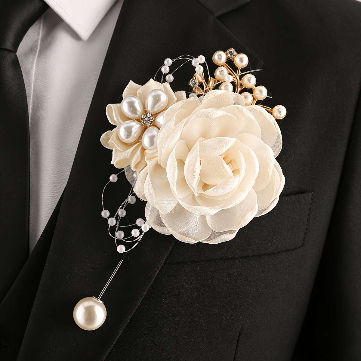 Wedding Supplies Color 4Pcs Cream Colored Chest Flowers