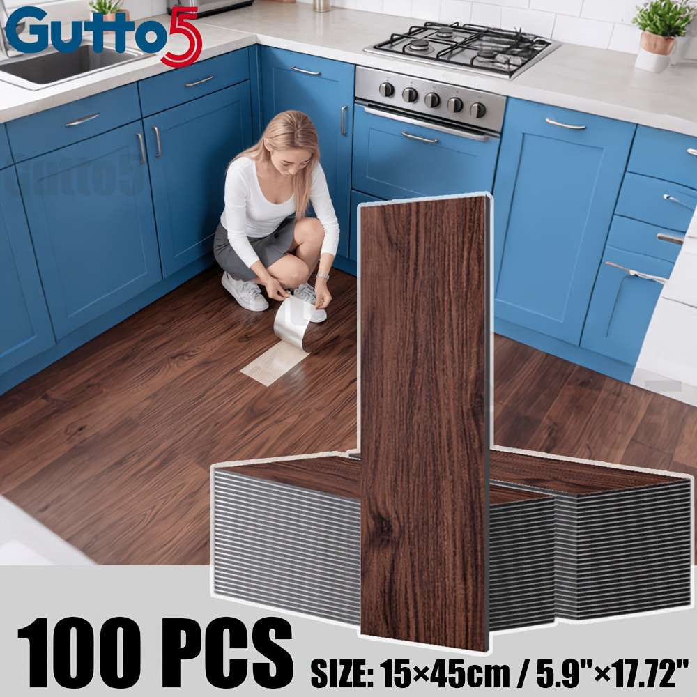 Self Adhesive Floor Stickers Mahogany 100 Pcs Covers 6.75O