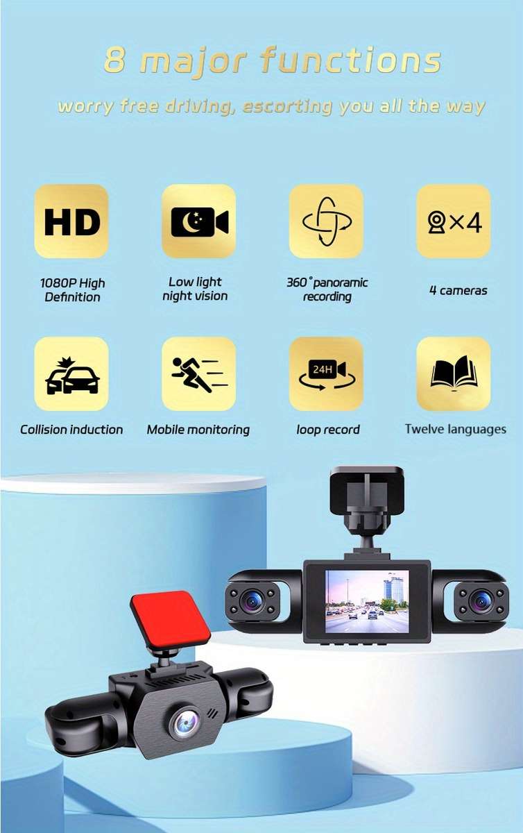 Dashcam Items 4 Channels Dash Camera Capacity32G Card