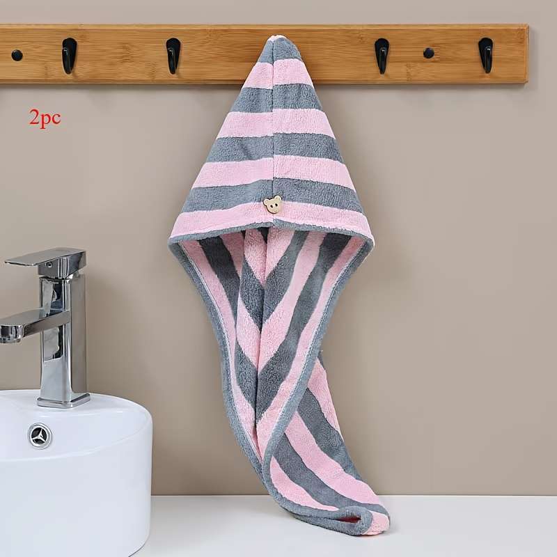 Hair Turban Striped Grayish Pink Quantity 2Pcs