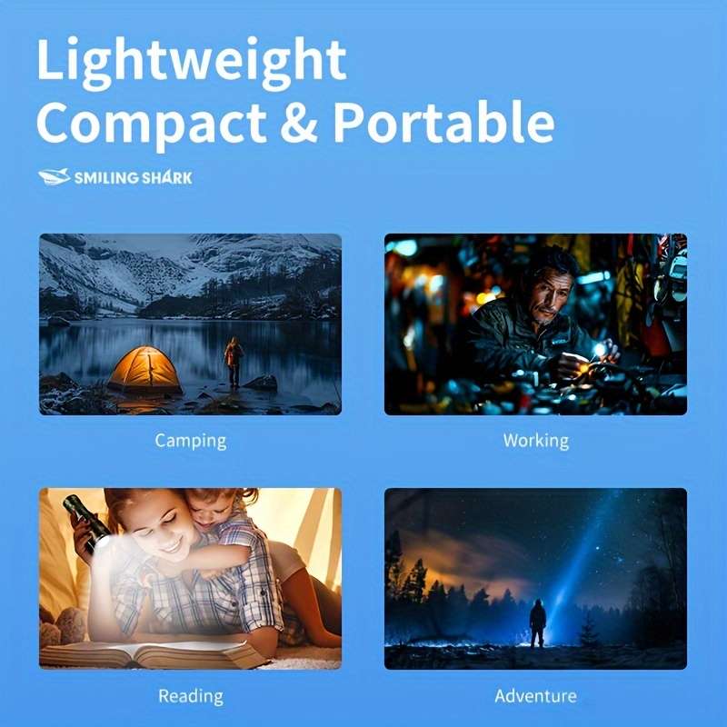 Heavy Duty 1Pc Smiling Shark Ultra Bright Led Flashlight Home Improvement