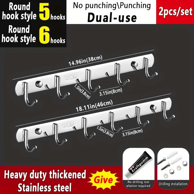 Hook Upmodel 2Pcs 5 Hooks Add 6 Hooks Items Circle Hook Heavy Duty Hook