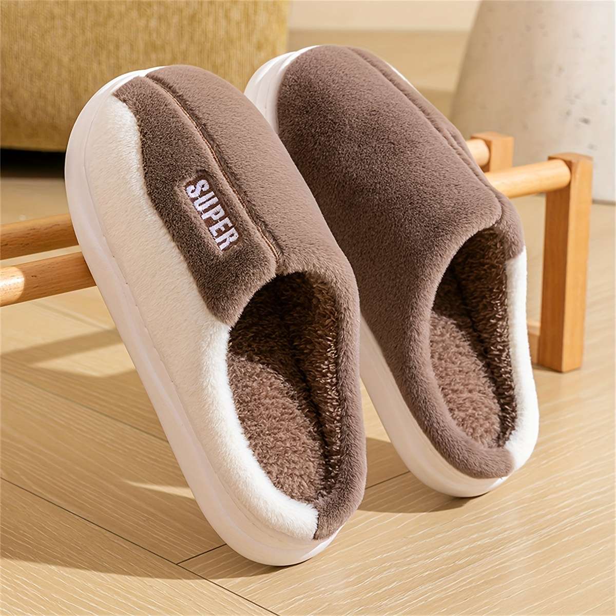 Cotton Slippers Color Bean Paste Sizeuk 6.5-7