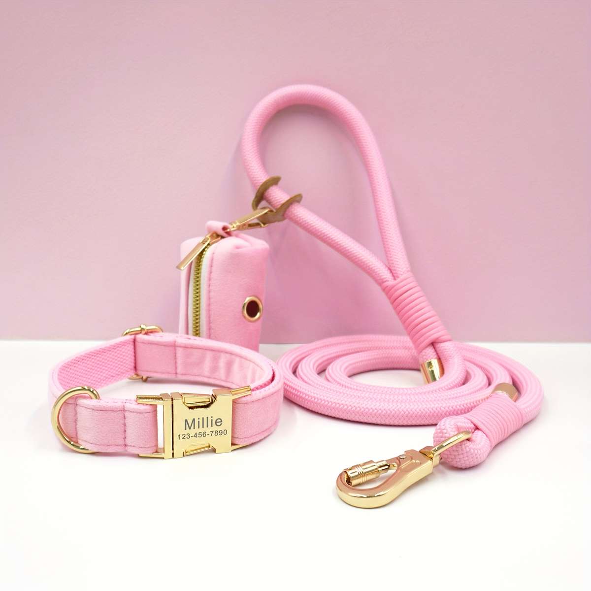 Dog Leash Color Gouache Velvet Round Rope 3Piece Set Size Xl