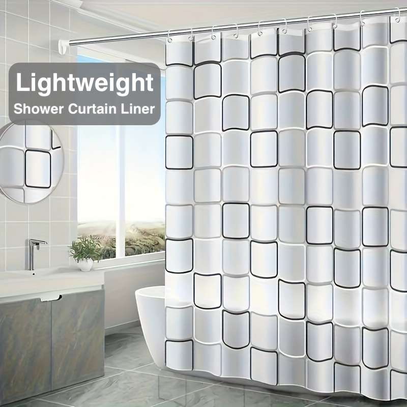 Waterproof Shower Curtain Color Black And White Large Square Size 71X78.7 180X200Cm