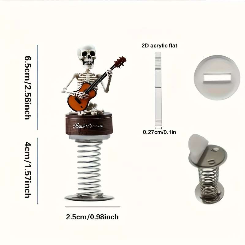 Car Interior Decor Style Skeleton Playing Guitar