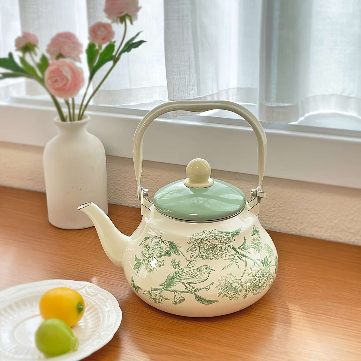 Kettle Color Green Bird Enamel Pot2.5L