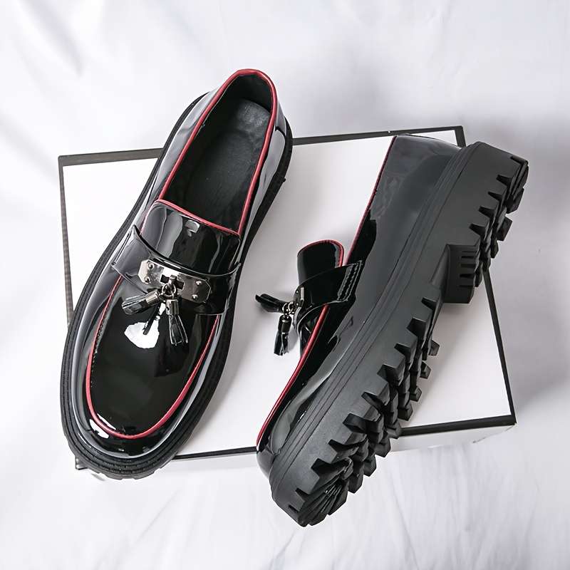 Mens Leather Shoes Color Blackred Sizeuk 8