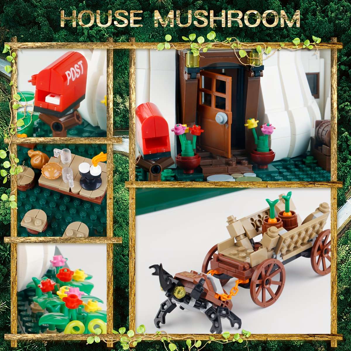 3D Building Model Puzzle Set Style Mushroom House