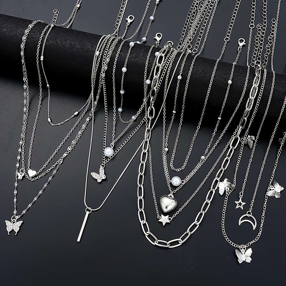 14Pcs Plated Women Fashion Chain Necklace