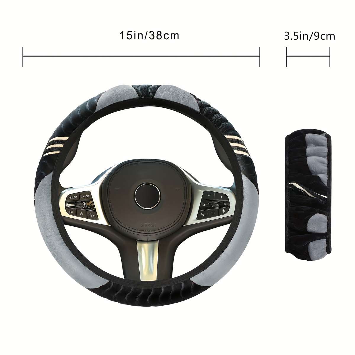 Car Steering Wheel Cover Grey