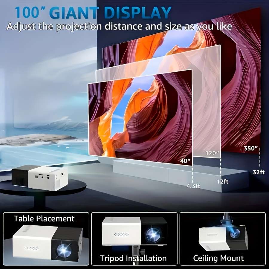 Projector Style Phone Projector With Remote Control Black And White