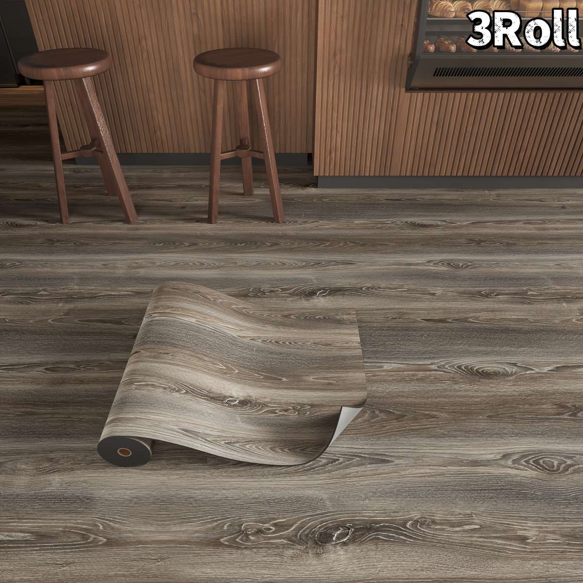 Self Adhesive Floor Stickers Gray Brown Interwoven Color 3Rolls