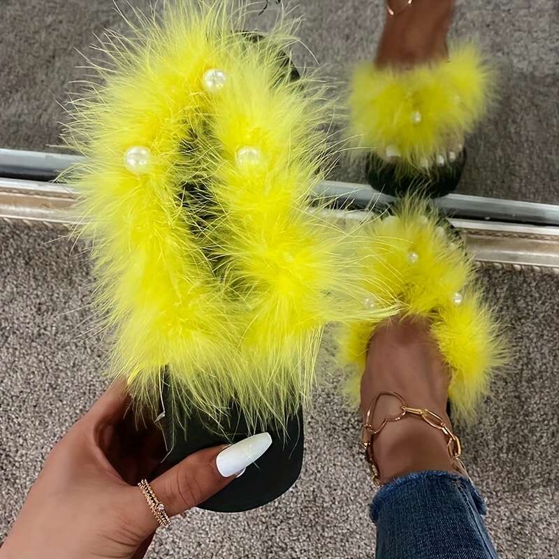 Ladies Summer Flip Flops Yellow Uk 3.5