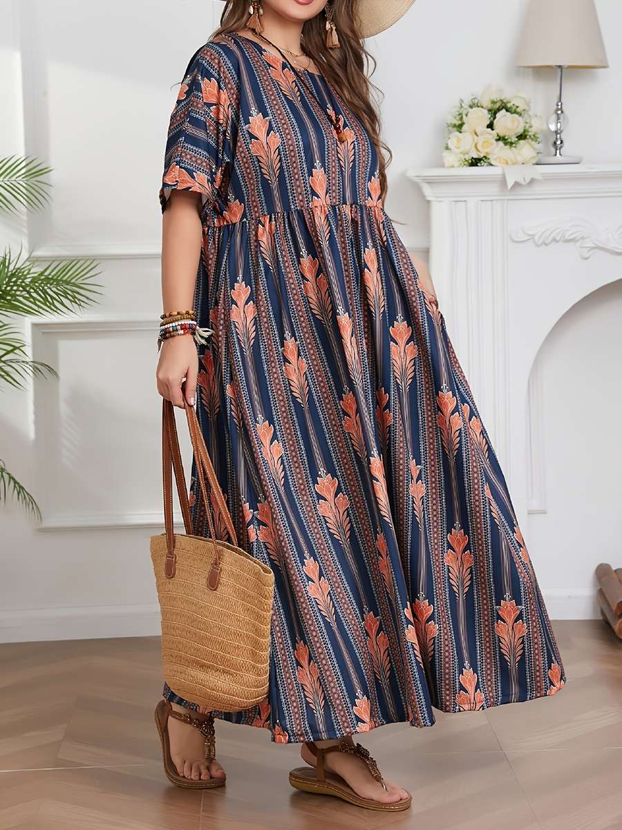 Women S Dress Color Blue Orange Size 5Xl