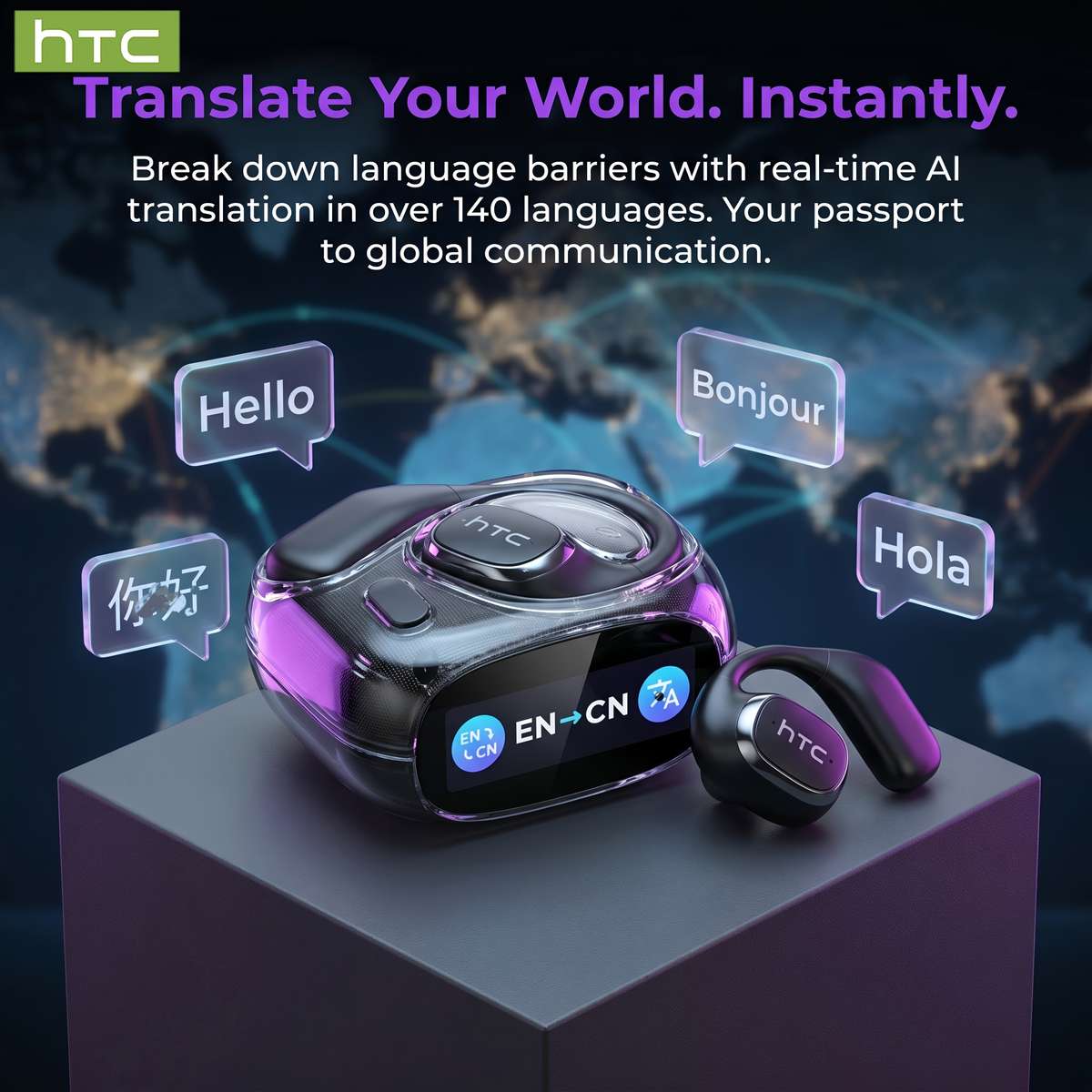 Headset 2 Beige Earphones  Earphone Case  Global Real Time Translation