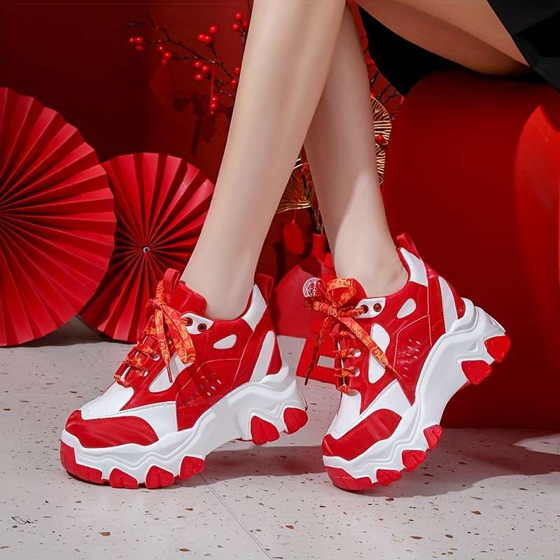 Women S Sneakers Color Red Wedding Shoes Sizeuk 4