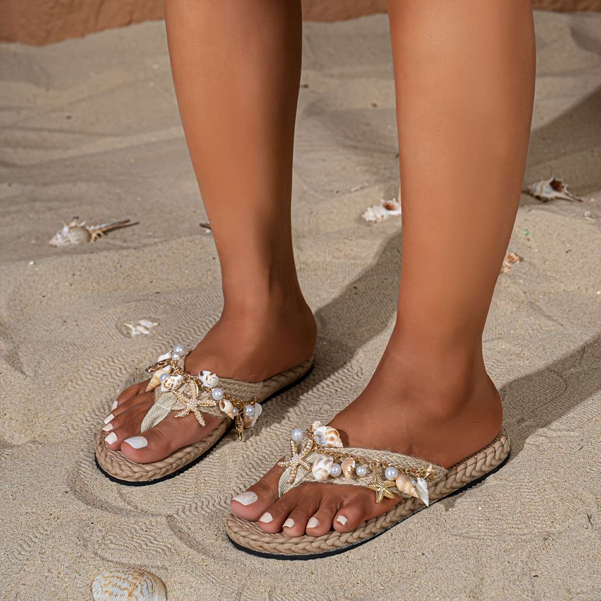 Ladies Summer Flip Flops Apricot Uk 7
