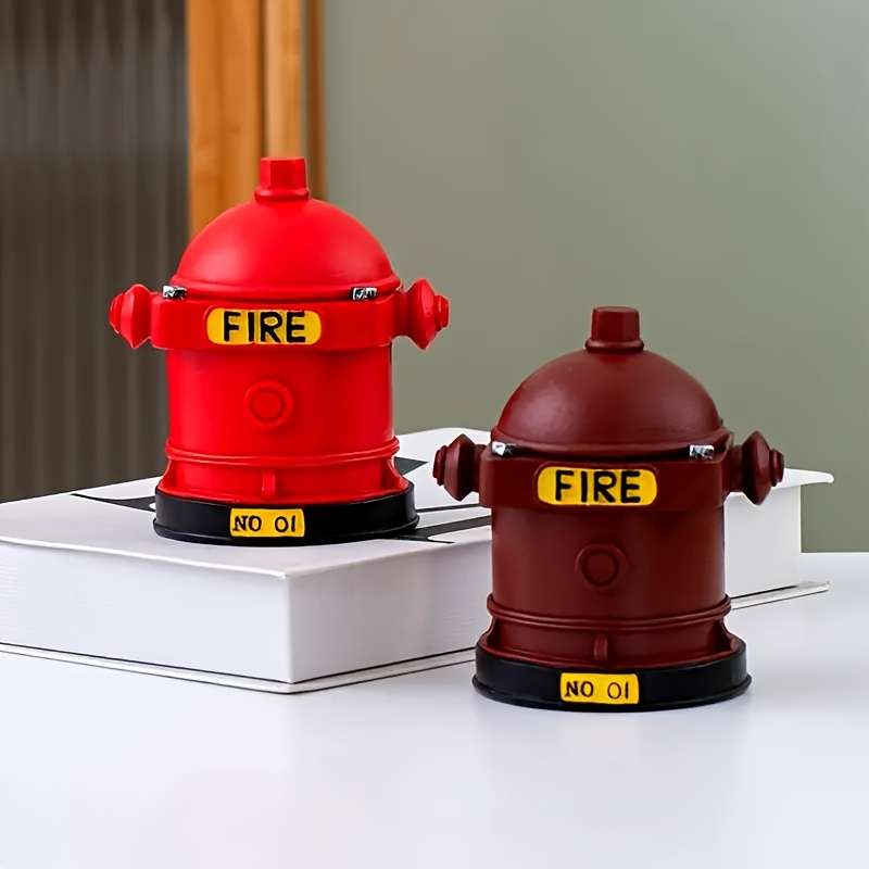 Vintage Industrial Fire Department Fire Extinguisher With Lid Red Brown Style