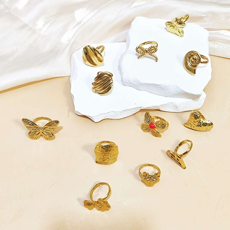 2PCS Exquisite Heart Polished Stackable Ring Style