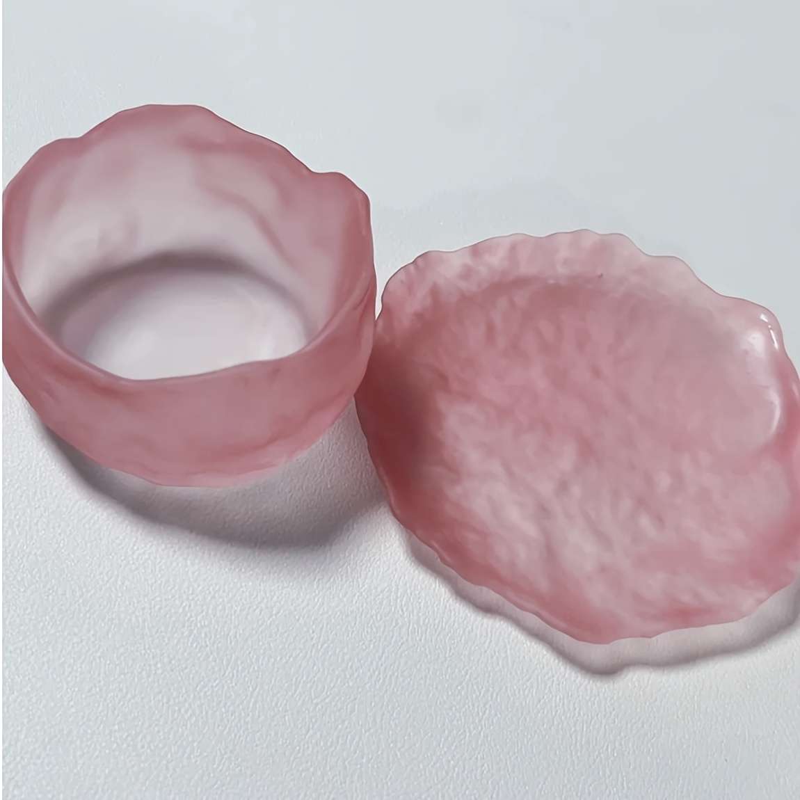 Bowl Style Transparent Pink Irregular Tea Cup  Thickened Base