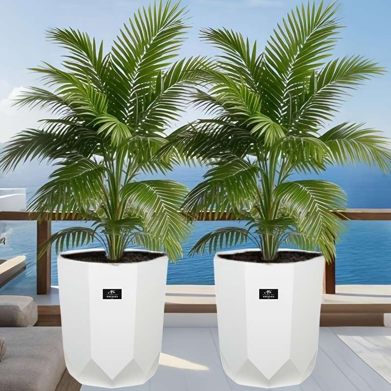Flowerpot Model White 2 Pieces  Tray 2 Pieces