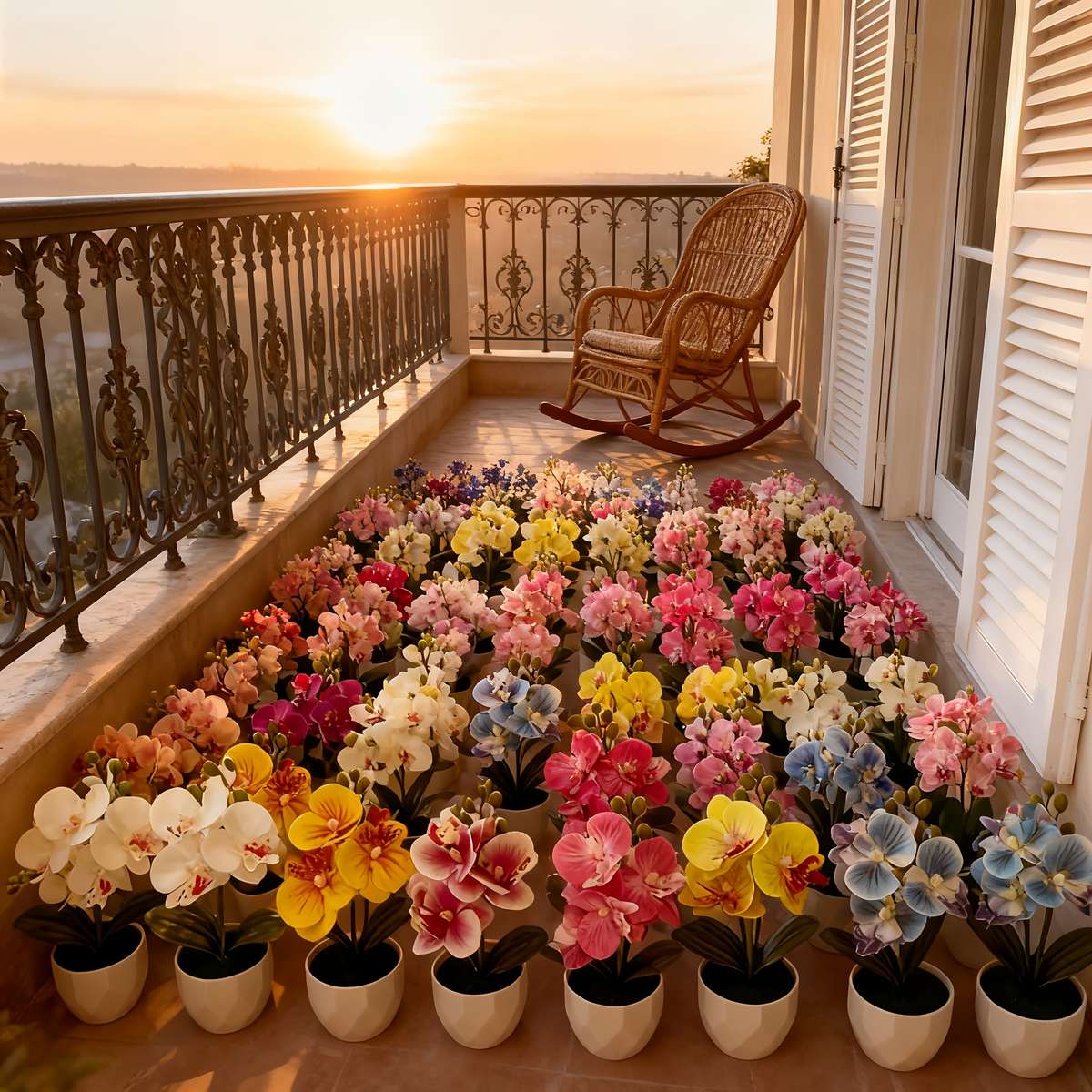 Simulated Flower Quantity A Colorful 6Piece Orchid Set Orchid  Pot
