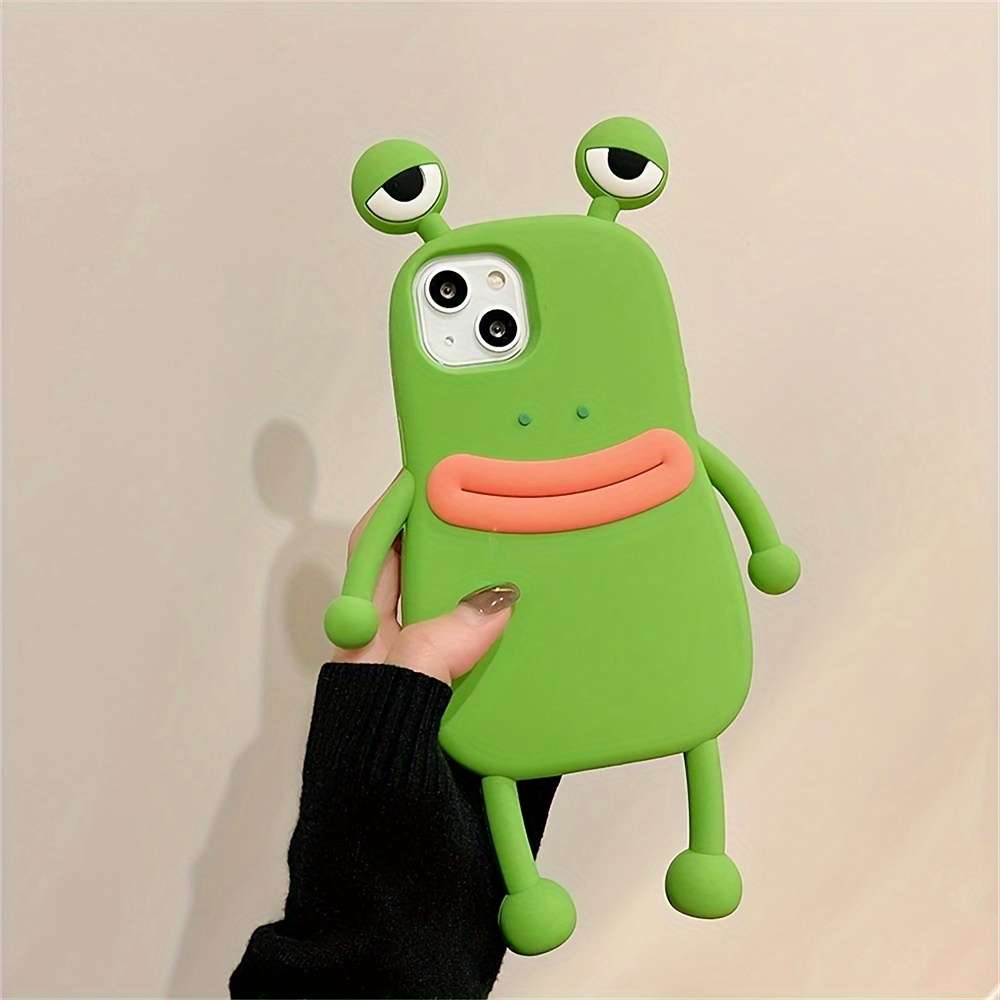 1Pc Green For iPhone 14 3D Big Eyes Frog Phone Case
