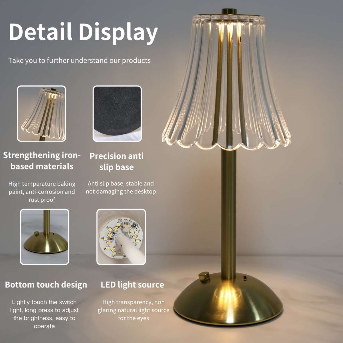 Deluxe Unique Night Gift Modern Touch Control Led Desk Lamp Color Modes Usb
