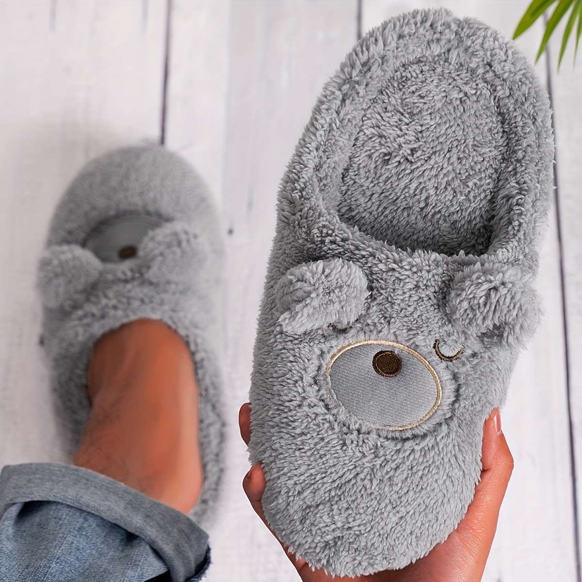 Cotton Slippers Color Grey Sizeuk 5.5-6