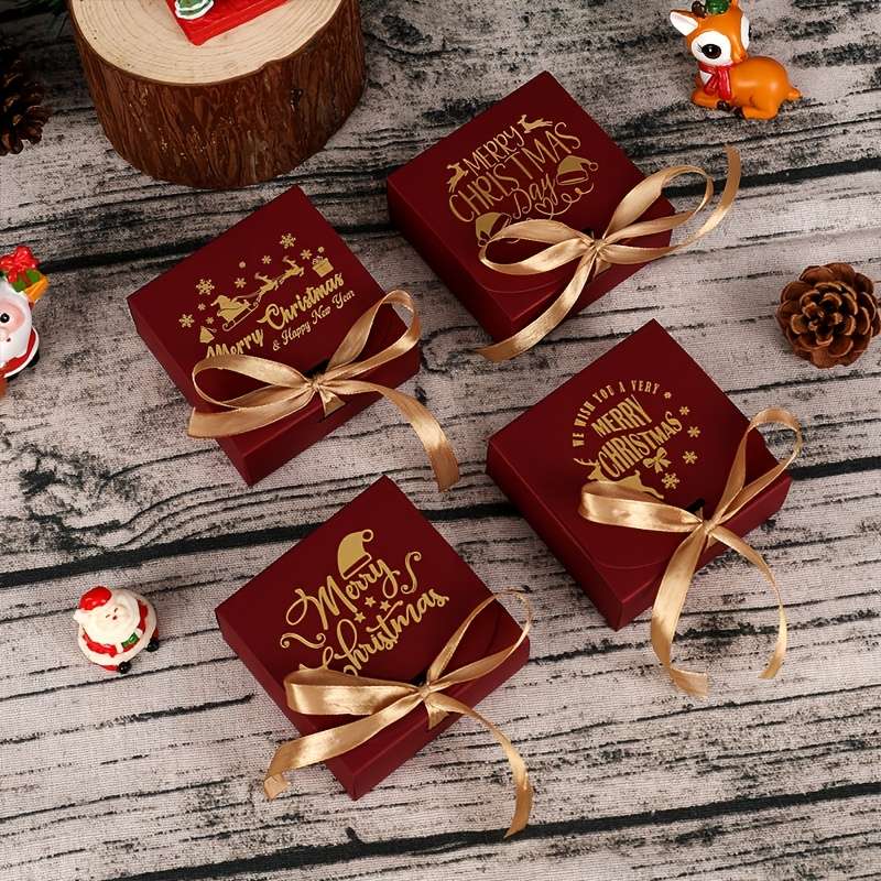 Christmas Gift Boxes Style Red Santa Hat And Deer