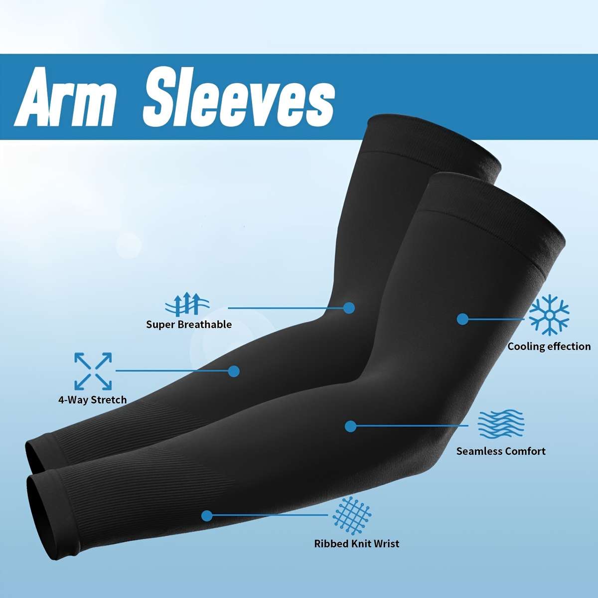 Sunscreen Sleeves Color 2 Black 2 Sky Blue White Gray