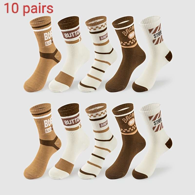 10 Pairs Random Mixed Colors One Size High Elastic Socks