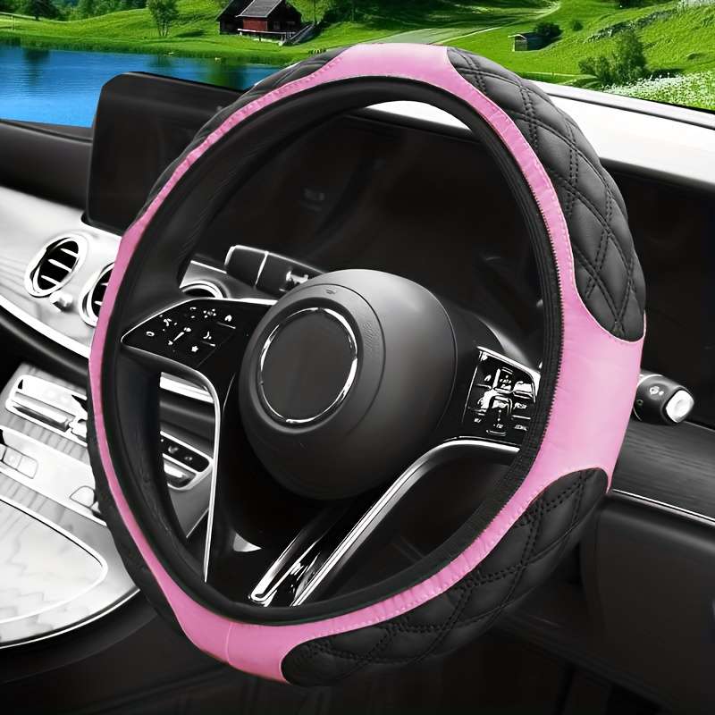 Car Steering Wheel Cover Black+Red Lines