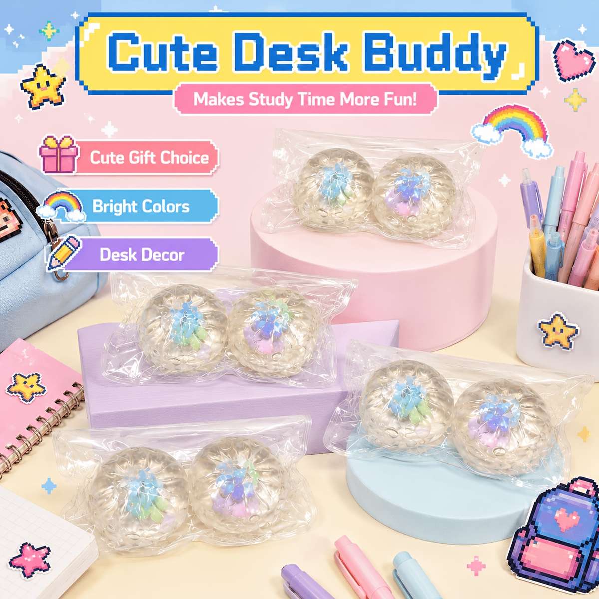 Squeezable Toys Style 2Pcs Candy Small Buns Items Random Style